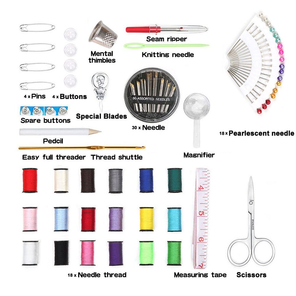 Sewing Kit [88 DIY Sewing Supplies] Zipper Portable leather sewing kit ,Mini Sewing Kit for Beginners,Emergency,Summer Campers,Travel and home Filled with Mending Supplies and Sewing Accessories