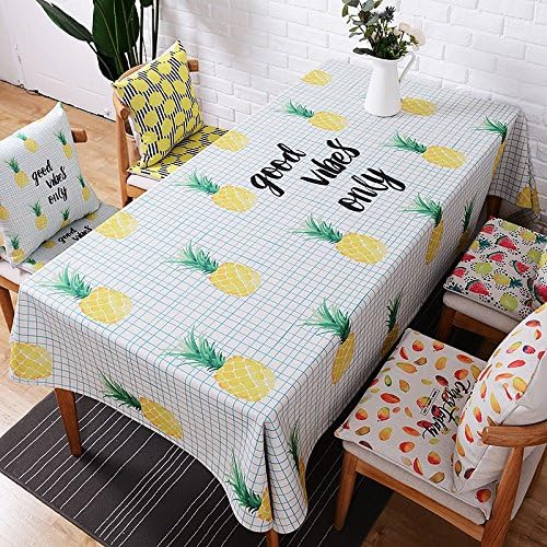 140*140cm green checkered pineapple Nordic Scandinavian modern ins table cloth cotton linen dining desk garden rectangular square Non-ironing eco-friendly table runner