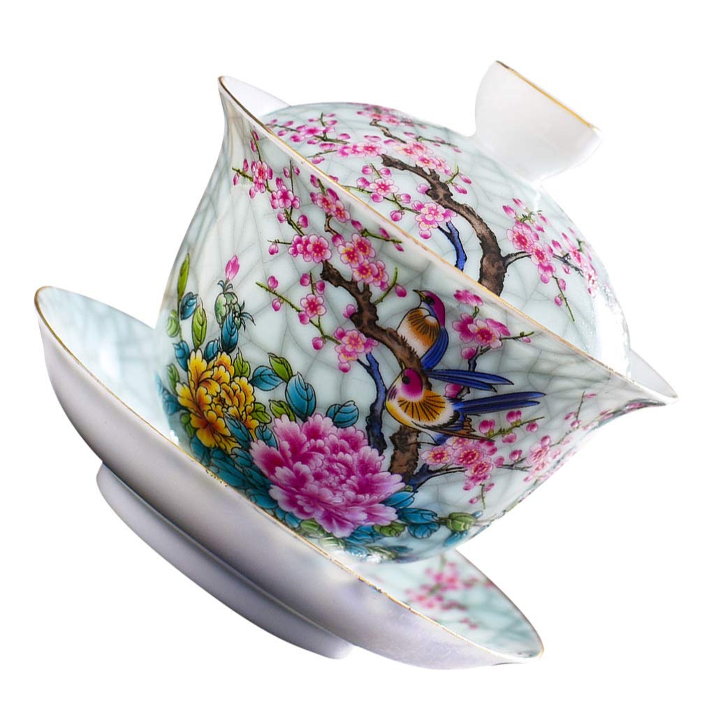 Buy UPKOCH Gaiwan Tea Cup Gaiwan Tea Set with Lid and Saucer Flower and