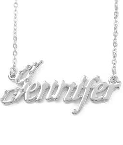 Jennifer Name Necklace 18K White Gold 
