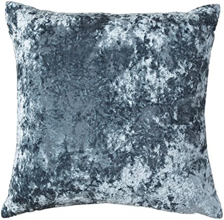Crushed Velvet Sea Blue Pillow with Feather Fill Insert (20x20")