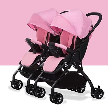 pink double pushchair