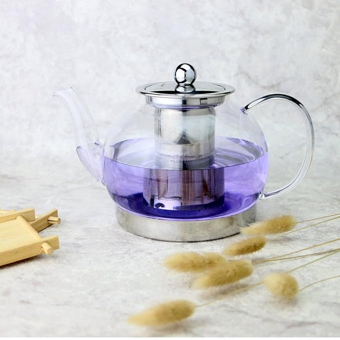 title=TOYO HOFU Teiera in Vetro Trasparente con Infusore Estraibile- 1200ml