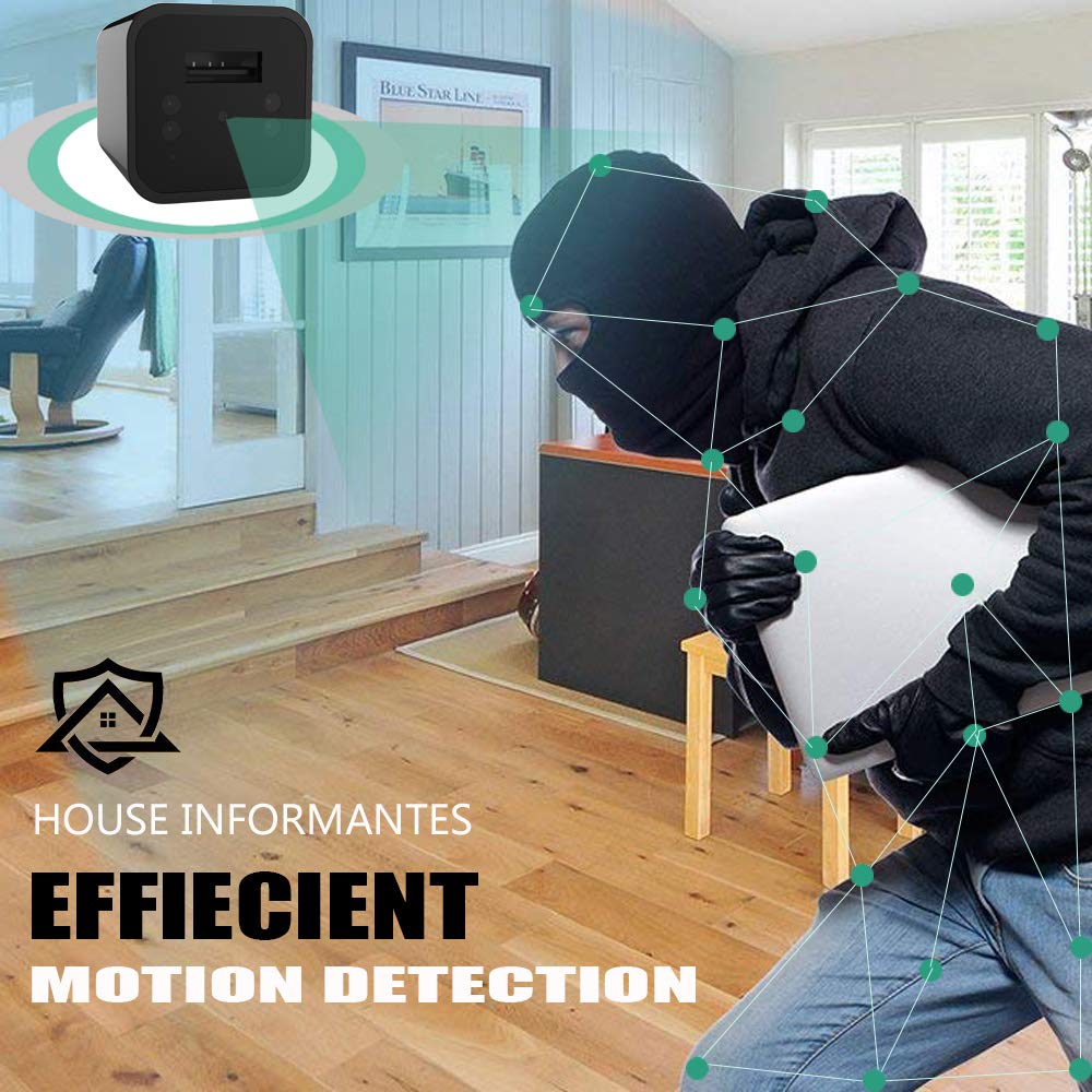 Hidden Camera Adapter,KKWEEKLY 1080P HD USB Wall Charger Camera Motion Detection Loop Recording for Protection at Home and Office