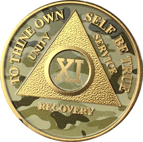 11 Year AA Medallion Camo Gold Plated Anniversary Chip Camouflage Color