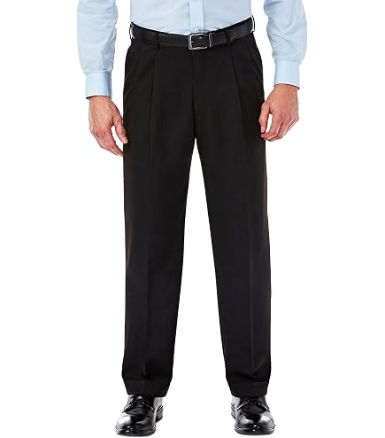 men's haggar eclo stria classic fit flat front dress pants E-Clo Repreve Pleat Pant with Hidden Expandable Waistband Black 32W x 30L at Amazon Men's Clothing store Size:12 Medium The long black dress MAO10 sport coats