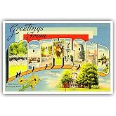 GREETINGS FROM MARYLAND vintage reprint postcard set of 20 identical postcards. Large letter US state name post card pack (ca. 1930's-1940's). Made in USA.