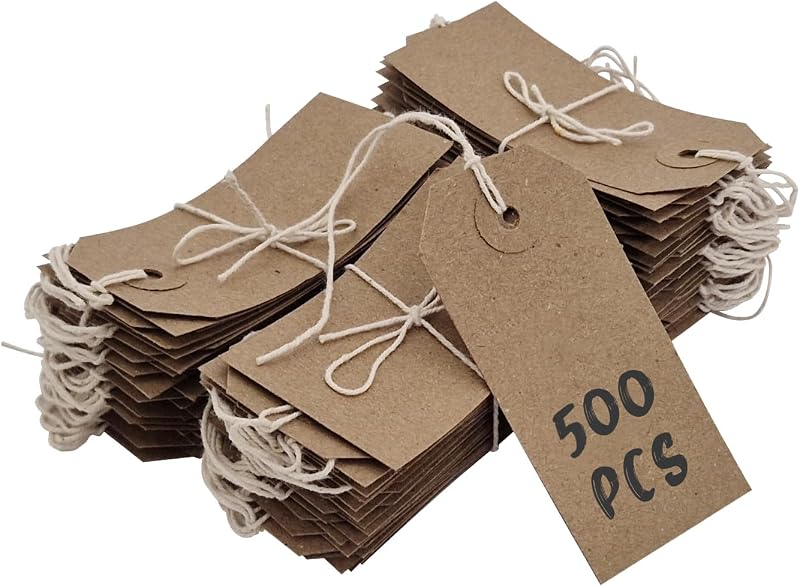 Swift Brown Reinforced Card Clothing Parcel Label Tags 70x35mm Pack 500