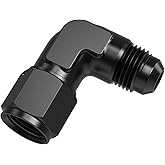 TRUCKMETER 90 Degree 6AN Female to 6AN Male Swivel Flare Union Fitting Adapter, Black Hard Aluminum Hex Anodized Connector, Automotive Accessories Suitable for Vehicle Fuel Oil Line Modification