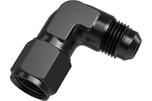 TRUCKMETER 90 Degree 6AN Female to 6AN Male Swivel Flare Union Fitting Adapter, Black Hard Aluminum Hex Anodized Connector, Automotive Accessories Suitable for Vehicle Fuel Oil Line Modification