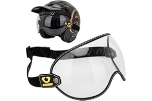 PUENTEMYS Retro Motorcycle Helmet Shield Bubble Visor, PC Goggles Lens Replacement Universal for 3/4 Open Face Full Helmet Bell Moto-3 (Clear)