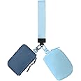 JEEBURYEE Dual Pouch Wristlet Keychain Wallets for Women with 2 Detachable Zipper Coin Purse - Small and Portable Mini Card Wallet for Women Men Navy+Sky Blue