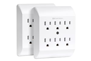 [ETL Listed] Cable Matters 2-Pack 6 Outlet Extender Wall Tap, 15A/1875W, Multi Plug Wall Outlet / 6 Way Plug Power Adapter
