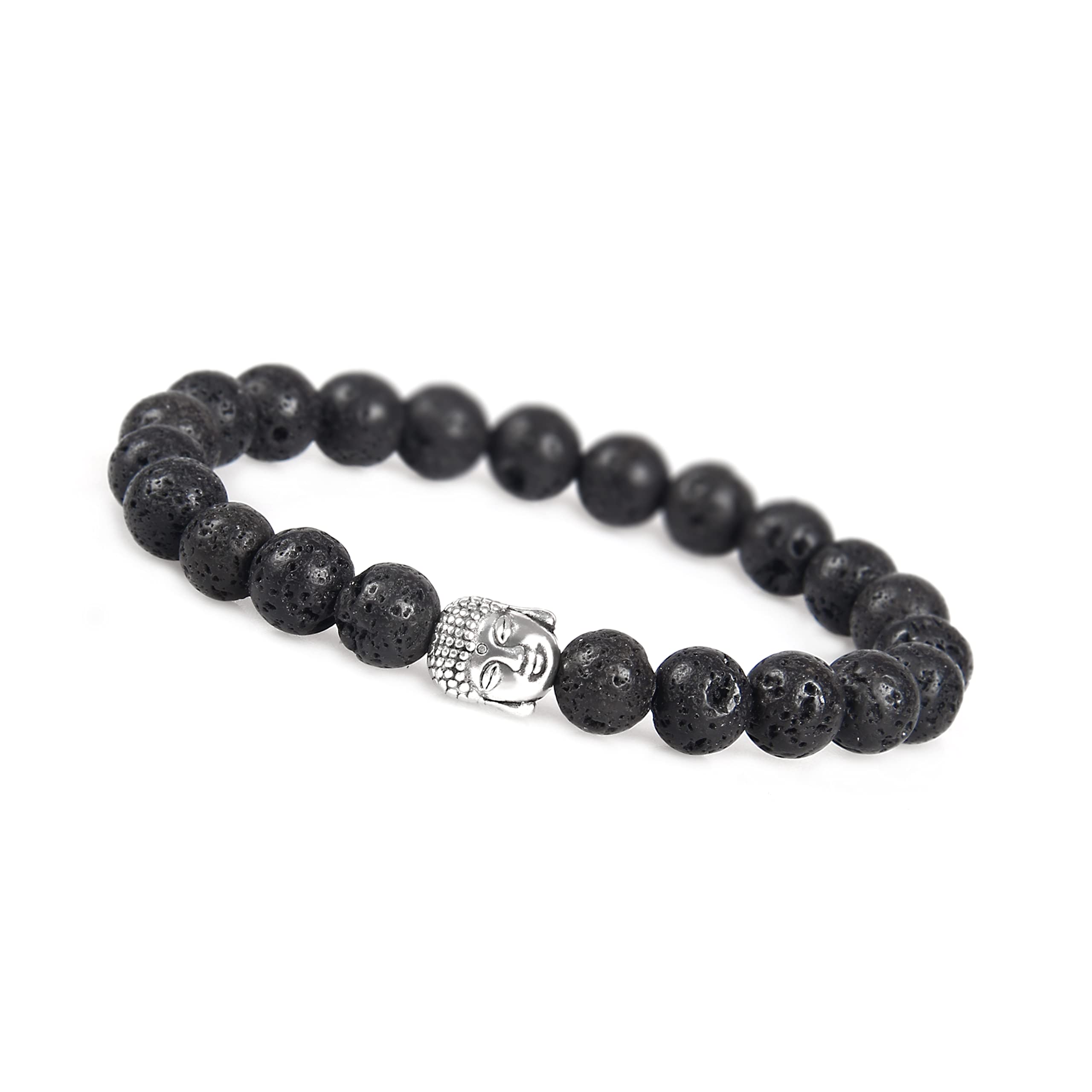 GD GOOD.designs EST. 2015 Buddha bracelet for men and women I Bead bracelet with genuine 8 mm Lava Stone beads I Yoga and meditation ball bracelet