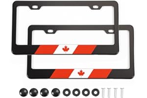 2PCS Licence Plate Frame Canada, License Plate Holder with Canadian Flag, Black License Plate Frame Protector for Various Car