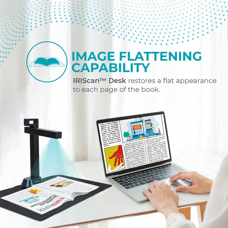IRIScan Desk Scanner v6business: 13MP/21MP Visualizer, Portable, Book Scanner with AI Curve Flattening, Win Mac Compatible
