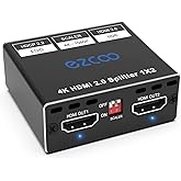 4K HDMI Splitter 1x2 HDR D-olby Vision Atmos - HDMI Down Scaler 1080P, EDID DIP Panel Switch Splitter 1 in 2 Out 4K 60Hz 4:4: