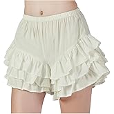 BEAUZSUZSANA Women's Ruffled Shorts Cotton Pettipants Victorian Bloomers Lolita Pumpkin with 3 Layers Ruffles