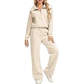 Motarto Women's 2 Pcs Outfits Sweatsuit Set Oversized Lapel Half Zip Sweatshirt Wide Leg Sweatpants Lounge Matching Tracksuit