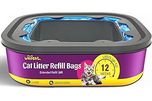WOOANT Cat Litter Refill Bags Cartridge 24FT, Compatible with Pet Genie Standard/Plus/Style Pail Refills, 7-Layer Odor Control & Leak-Proof Waste Bags, Lasts Up to 12 Weeks