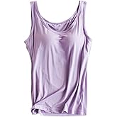 Womens Modal Built-in Bra Padded Camisole Yoga Tanks Tops