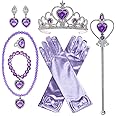 Princess Sofia Rapunzel Costume Dress up Accessories for Girls Rapunzel Gloves Tiara Crown Necklace Wand Earrings Bracelet Ring Princess Halloween Cosplay Accessories Christmas Gifts Set