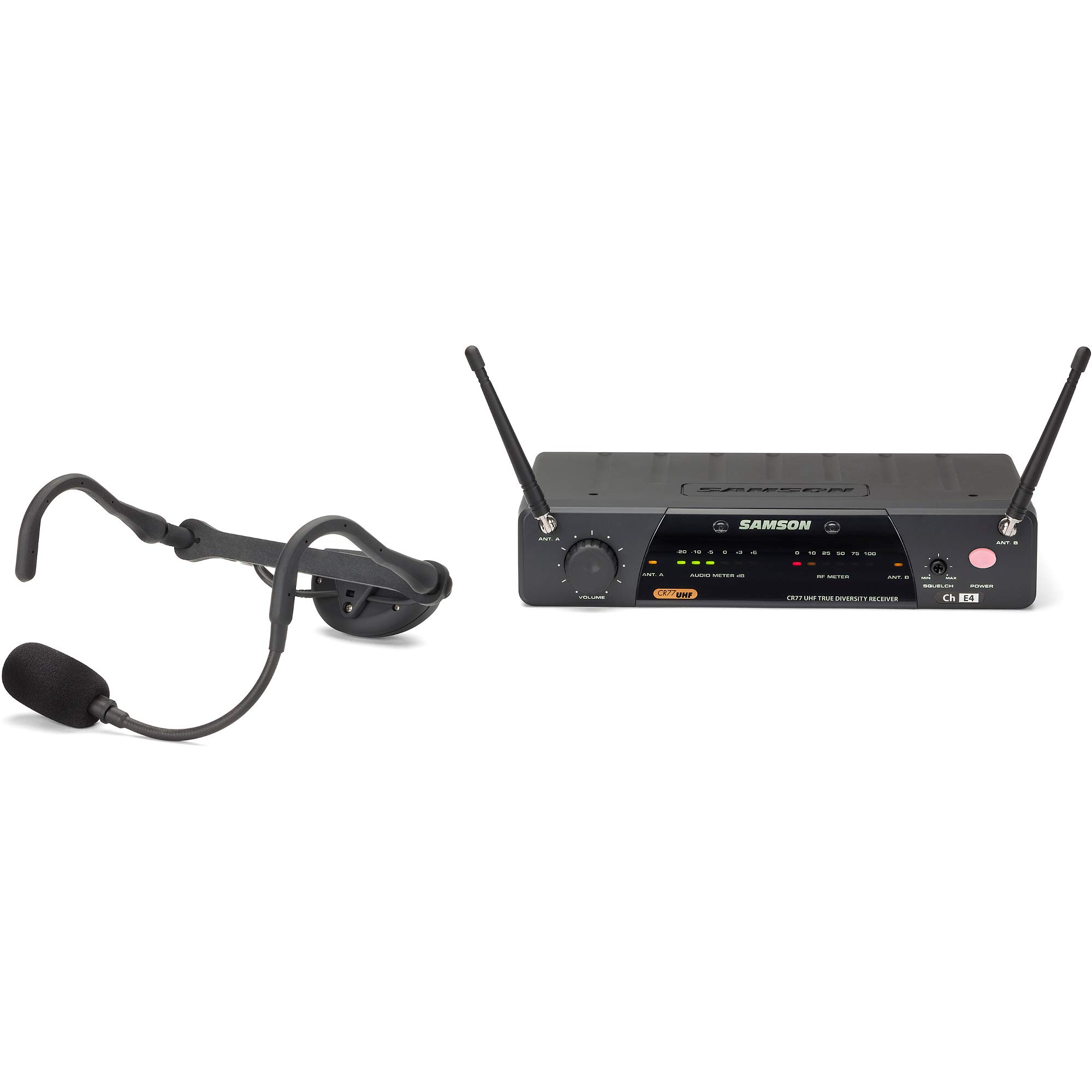 SAMSON Airline 77 Fitness Headset E2 – True-Diversity UHF Funkmikrofon für Fitness-Instruktoren, schweißresistenter Kondensatormikrofon-Sender, bis 90 m Reichweite, XLR/6,3 mm-Ausgang