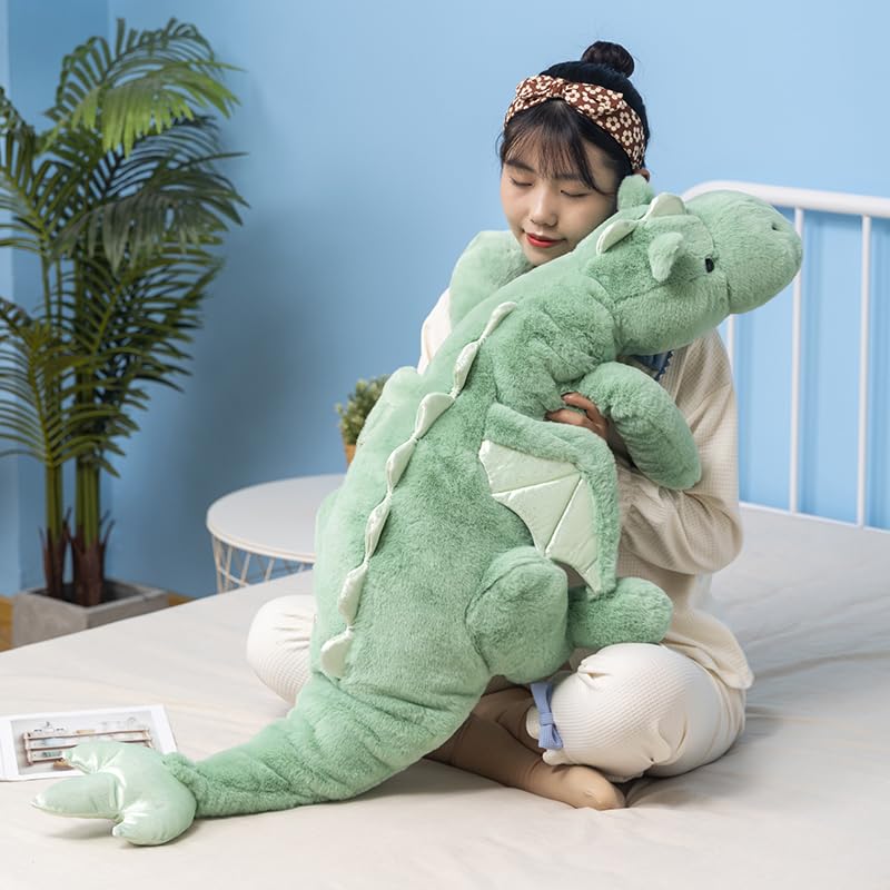 Photo 1 of IFX24 51.2" Green Dragon Stuffed Animal,Giant Soft Dinosaur Plush for Kids and Adults, Sturdy Fluffy Plushie Pillow