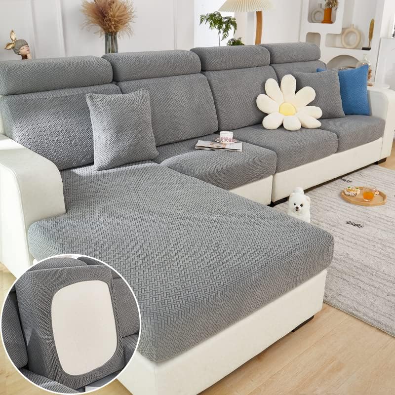 Slipcovers - Jonuiony Universal Sofa Slipcover, 2024 New Wear-Resistant Sofa Cover, L Shape Sectional Couch Covers, Separate Cushion Couch Chaise Cover, High Stretch Furniture Protector (Grey,Large 1 Seat)