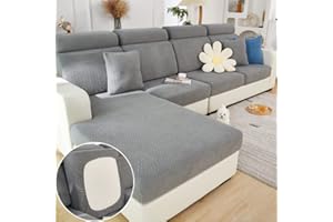 Jonuiony Universal Sofa Slipcover, 2024 New Wear-Resistant Sofa Cover, L Shape Sectional Couch Covers, Separate Cushion Couch Chaise Cover, High Stretch Furniture Protector (Grey,Large 1 Seat)