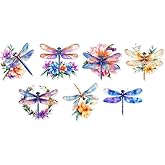 WADORN 7Pcs Dragonfly Flowers Vinyl Decal Car Sticker, Self Adhesive Dragonfly Flowers Print Car Decal Waterproof Reflective Vinyl Funny Sticker for Cover Scratches Window Laptop Truck Bumper Decor