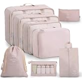 OEE Luggage Packing Organizers Packing Cubes Set for Travel (beige 8pc)