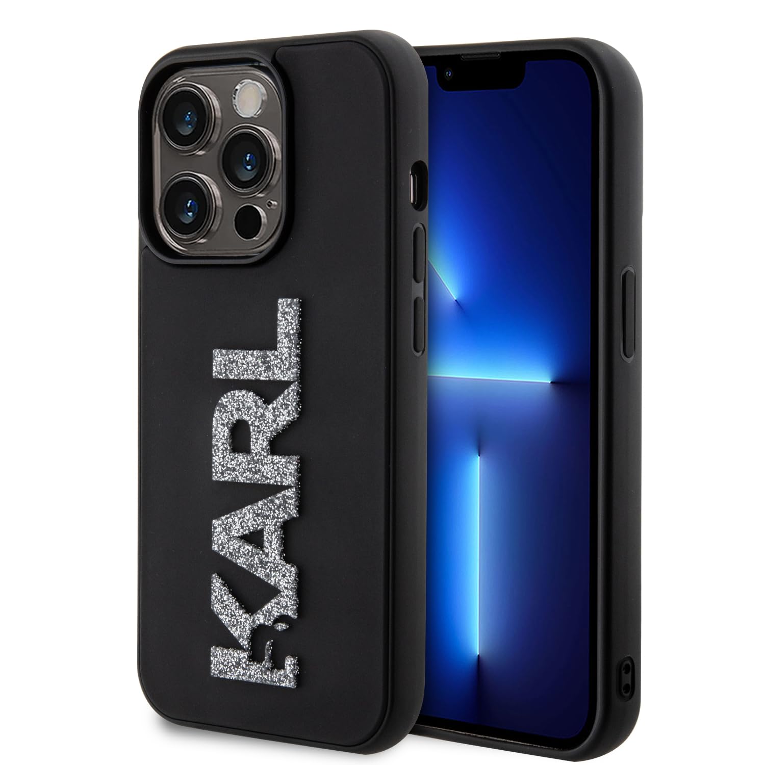 KARL LAGERFELD CG Mobile 3D Glitter Karl Logo Case for iPhone 15 Pro MAX - Black