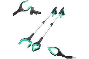 Ruizzrlhb Grabber Reacher Tool 32 Inch 2-Pack with Strong Grip Magnetic,Trash Picker Grabber 360°Rotating Anti-Slip Jaw for Elderly,Trash Claw Grabber Mobility Aid Reaching Assist Tool,Green