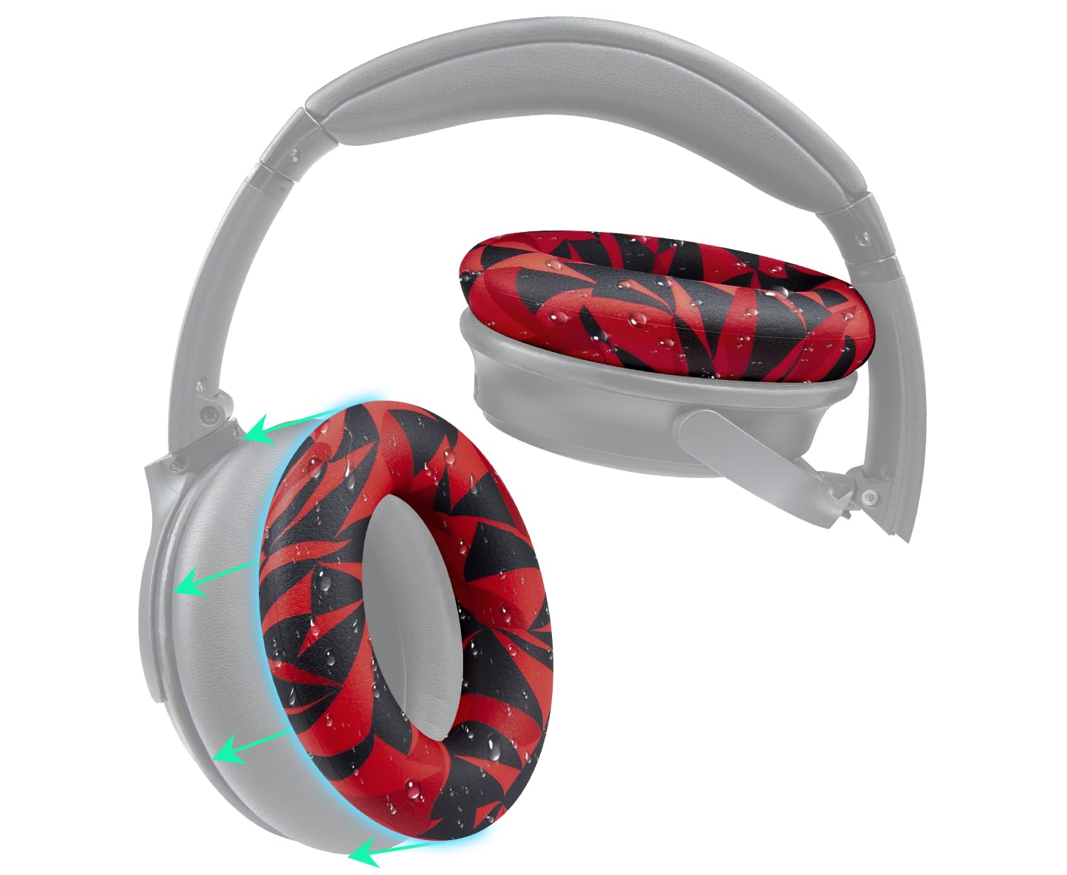 SOULWIT Silicone Ear Pads Cover Protector for Bose QuietComfort QC15 QC25 QC2 QC35 QC45/Ae2 Ae2i Ae2w/SoundTrue & SoundLink AE Headphones Cushions, Sweatproof, Easily Washable - Red Storm — image 1