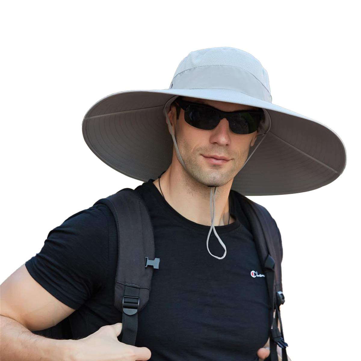 Leotruny Super Wide Brim Bucket Hat UPF50+ Waterproof Sun Hat for Fishing Hiking Camping, C01-light Grey, One size