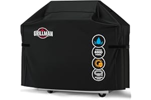 Grillman Grill Cover, BBQ Outdoor Grill Covers, Charcoal, Gas Grills, Waterproof, Rip-Proof, Weather-Resistant, Anti-UV, Barbecue Cover for Weber, Genesis, Charbroil, Nexgrill, etc (Black, 58 Inch)