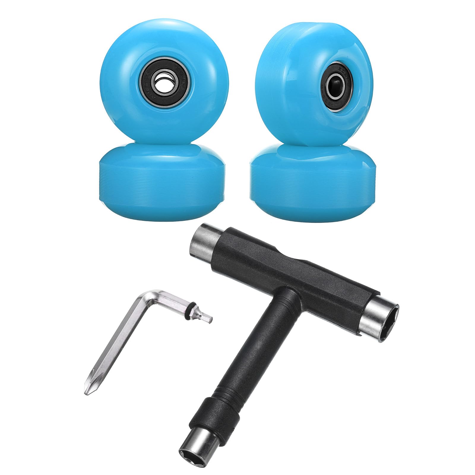 PATIKIL 52mm 95A Skateboard Wheels with Black Bearings, 4 Pack Street Wheels with Skate Tool for Skateboards Tricks Cruiser Wheel Replacement, Blue