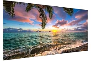 pchmcu Painting by Numbers Kit for Adults,DIY Large Size Sunset Beach Paint by Numbers for Beginner,Gifts Arts Crafts for Home Decor Tree 16x23.6 Inch