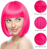 Aomig 3 Pack Short Rose Red Wigs with 2 Caps Synthetic Bob Wig Set view 3