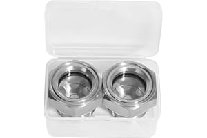 VIWITECH 3/4" NPT Male 304 Stainless Steel Oil Sight Glass Hex Head Sight Plug Liquid Level Gauge Oil Indicator Sight Window for Air Compressor Gearbox Fittings Hydraulic Tank (2pcs 3/4" NPT Stainless Steel)