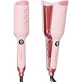 Wavytalk Power Wave Hair Crimper, Curling Iron Hair Crimper Waver, Ventilation Design for Less Damage, Ionic Reduces Frizz, Effortless-Waver, Dual Voltage Crimping Iron, Pink