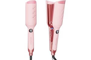 Wavytalk Power Wave Hair Crimper, Curling Iron Waver for Women, Beach Waves Curling Wand, Ventilation Design for Less Damage, Ionic Reduces Frizz, Effortless-Curler, Dual Voltage Crimping Iron, Pink