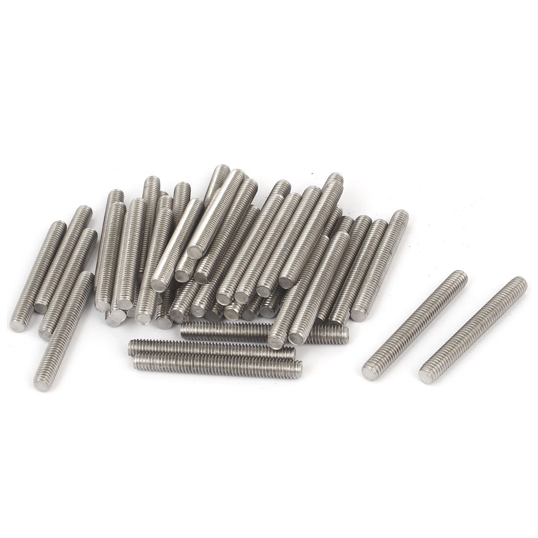 sourcingmap M6 x 50mm 304 Stainless Steel Male Threaded Rod Bar Studs Silver Tone 50 Pcs