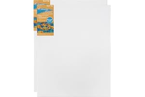 MAHITOI ™ 2-PC, 16”x 20” Medium Weight Stretched Canvas Wood Frame Value Pack, White, Acid-Free, Oil & Acrylic Paints, Primed with Double Acrylic Gesso to Smooth Surface & Reduce Absorbency