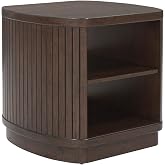 Signature Design by Ashley Korestone Square End Table, Dark Brown | Mango wood solids, Veneer and MDF substrate, 2-tier adjustable shelf, Casual contemporary Ashley furniture end tables