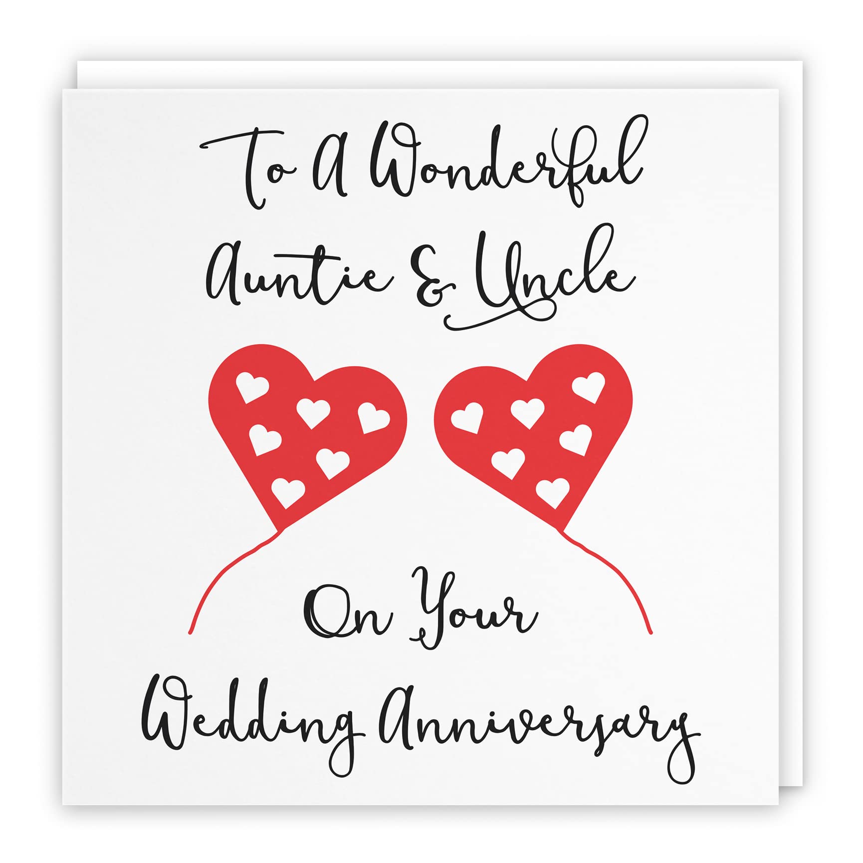 Hunts England - Large Auntie And Uncle Anniversary Card - To A Wonderful Auntie & Uncle On Your Wedding Anniversary - Love Heart Collection - Large - 210 x 210 mm — image 1