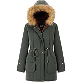FARVALUE Women's Winter Coat Hooded Warm Fleece Lined Parka Jacket with Fur Trim Long Overcoat
