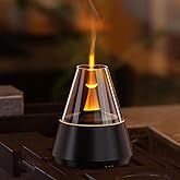 Ultrasonic Aroma Diffuser with Simulated Flame, 150ml, Timer and Auto-Off, LED Ambient Light (Black)