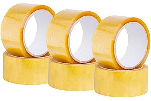 TULLIX Shipping Packaging Tape, 2" x 55 yd, Designed for Packing, Shipping and Mailing, Strong Seal on All Box Types, No Splitting or Tearing, 3" Core (6, 55 Yards)